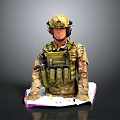 Military Themed Decorative Cake With Camouflage Figure And Tactical Gear