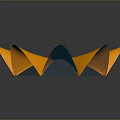 Orange Flower Shaped Decorative Object With Shiny Surface And Curved Petals On Dark Background