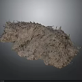 Modern Natural Scene With Rough Rock Mound Small Green Plants Natural Texture And Gray Background