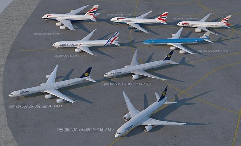 Aircraft models of European airlines 3d model