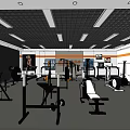 Spacious Gym Interior With Various Fitness Equipment Benches Dumbbells Barbells And Tires