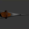 Traditional Decorative Axe With Orange Brown Wooden Handle Carved Patterns And Metal Head