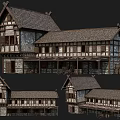 Traditional Style Ancient Architecture with Wooden Frame Tile Roof and Multi Story Design