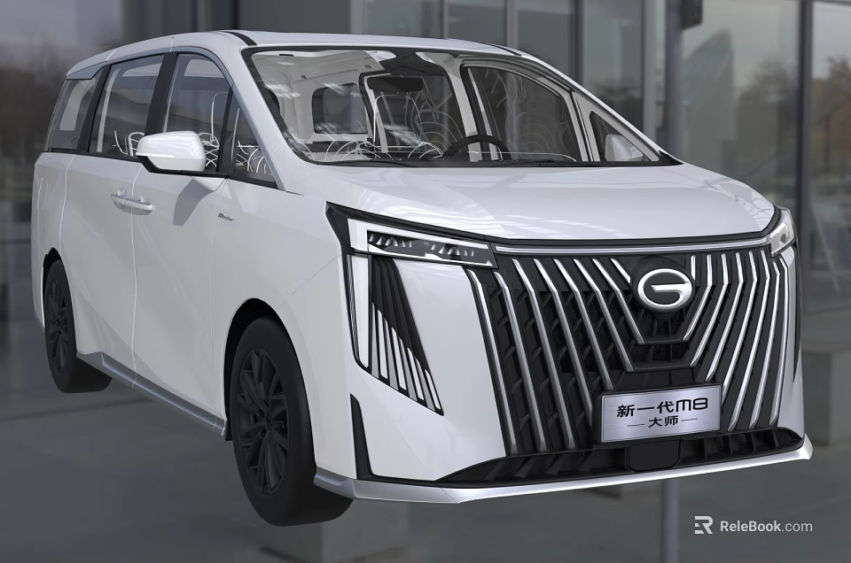 White MPV Car Exterior With Bold Front Grille LED Headlights And Sleek Body Lines 3d model 