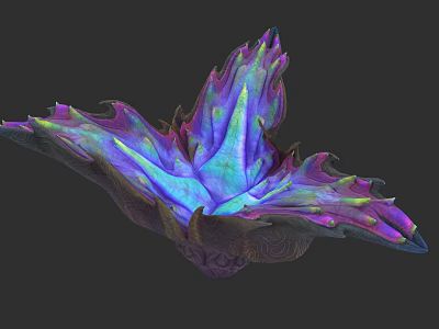Vibrant Plant Combination with Purple Blue Green Petal Like Structures and Artistic Unique Design 3d model