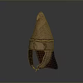 Ancient Metal Helmet Design Featuring Eagle Decor Mesh Pattern And Leather Parts