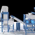 Heavy Duty Industrial Processing Equipment With Conveyor Belt Sieve Machine Blue Frame And White Components