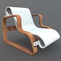 Modern Lounge Chair With Wooden Curved Frame And White Comfortable Seat Design