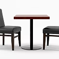 Dining Table Set With Brown Tabletop Black Legs And Beige Gray Chairs 3d model
