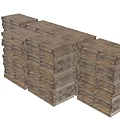 Industrial Equipment Wooden Pallets Neatly Stacked In Spacious Industrial Interior With Tall Windows Metal Structures