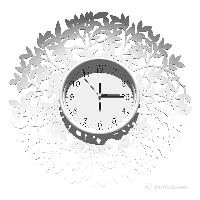 Round Wall Clock With Intricate Laser Cut Leaf Patterns For Home Wall Decor 3d model 