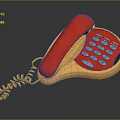 Vintage Retro Telephone With Red Handset Yellow Body And Dial Keypad