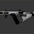 Futuristic White And Black Gun With Red Accent Black Magazine Blue Detail Modern Weapon Design