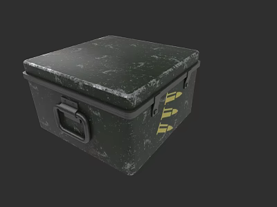 Weapon Ammo Storage Metal Box With Green Weathered Surface And Locking Clasp 3d model