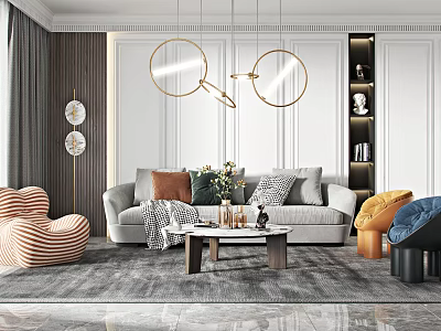 Modern sofa coffee table combination 3d model