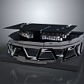 Modern Architectural Model With Geometric Design Glass Windows Black Roof And Layered Exterior Structure