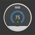 Nest Smart Thermostat Displaying Cool Mode At 75 Degrees For Home Temperature Control