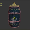 Blue Barrel With Yellow Caution Stripes Flame Symbol And Danger Label