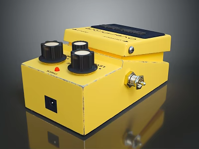 Compact Yellow Electronic Device With Three Black Knobs Switch And Connector 3d model