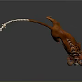 Game Movie Fantasy Character with Red Fur Long Skeletal Tail Tip Horned Head Dynamic Pose