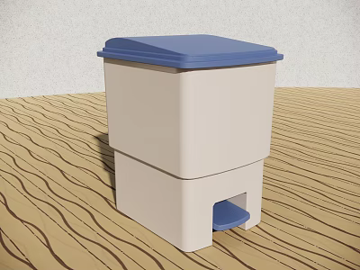 Medical Foot Pedal Waste Bin White Body Blue Lid For Healthcare Use 3d model