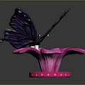 Colorful Purple Butterfly Decor on Pink Flower with Polka Dot Base