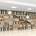 Wooden Multi layered Bookshelf With Curved Shelves Filled With Books In Modern Interior