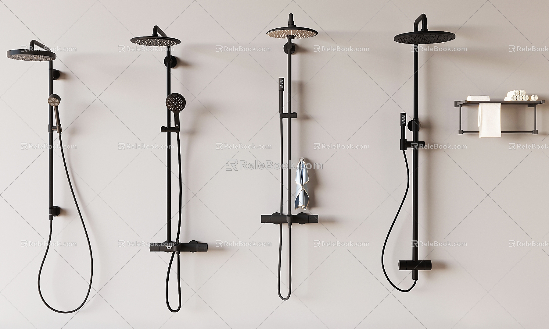 Modern Shower Shower Towel Rack Bathroom Small Pieces 3d model