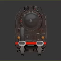 Vintage Steam Locomotive With Black Metal Body Red Stripes Detailed Wheels And Pipes