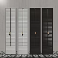Elegant Modern Room Divider Design With Louvered Panels And Metal Frames