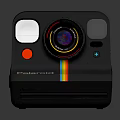 Polaroid Black Instant Camera With Rainbow Stripe Front Lens And Flash 3d model