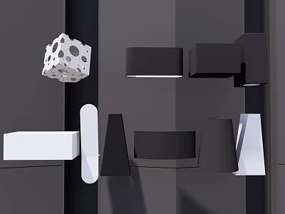 Modern Geometric Wall Lamps With Black And White Design For Contemporary Home Decor 3d model