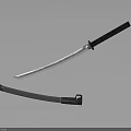 Traditional Japanese Samurai Sword With Silver Blade Black Handle And Decorative Scabbard
