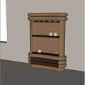 Modern Leather Wine Cabinet With Layered Beige Brown Design Drawer And Wine Glass Storage