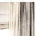Elegant Light Gray Linen Curtains With Sheer Voile And Window Drapery Design