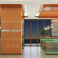 Modern Restaurant Interior With Beef Rice Noodle Bar Counter High Stools And Green Plants