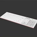 Modern White Computer Keyboard With Sleek Design And Green Indicator Light 3d model