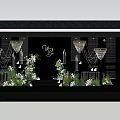Elegant Wedding Stage Design With Crystal Chandeliers White Flowers And Mr Mrs Signage