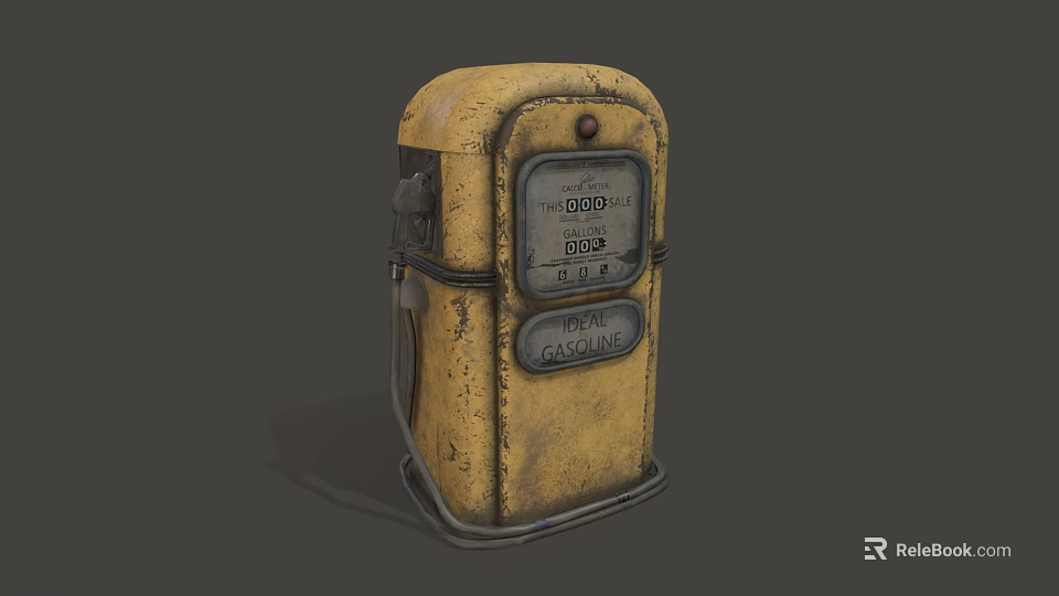 Vintage Yellow Commercial Gas Pump With Classic Display And Retro Design Features 3d model 