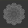 Intricate Symmetrical Snowflake Like Crystal Structure On Dark Reflective Background