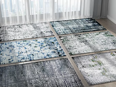 Modern Square Rugs With Abstract Patterns For Living Room Home Decor 3d model