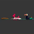Colorful Toy Weapons With Spiral Donut Shape And Rainbow Design On Green Base