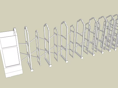 Metal Folding Safety Barrier With Interlocking Panels And Portable Structure 3d model