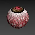 Game Movie Character Detailed Eyeball Design With Red Iris Gold Pupil and Textured Sclera