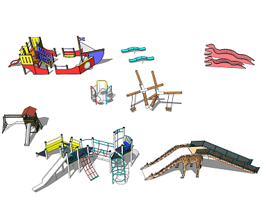 Modern amusement equipment children's unpowered equipment 3d model