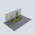 Long Green Moss Landscapes With Stones Small Plants White Crane Round Light Balls And Bamboo