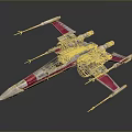 Futuristic Red and Silver Starfighter With Multiple Wings And Engines