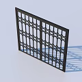 Black Metal Decorative Grille Door With Intricate Geometric Pattern Design 3d model