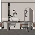 Modern Dining Table and Chair Combination Dining Table and Chair 3d model