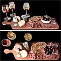 Delicious Charcuterie Board With Assorted Cheeses Olives Nuts Bread Slices And Wine Glasses
